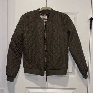 Quilted Olive Green Bomber Jacket